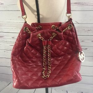 Michael Kors Red Leather Chain Handbag